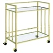 Maklaine Contemporary Rectangular Glass Bar Cart in Brass and Clear