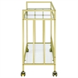 Maklaine Contemporary Rectangular Glass Bar Cart in Brass and Clear
