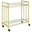 Maklaine Contemporary Rectangular Glass Bar Cart in Brass and Clear