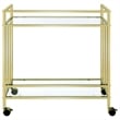Maklaine Contemporary Rectangular Glass Bar Cart in Brass and Clear