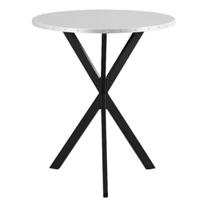 Maklaine Round Metal Top Pedestal Base Bar Table in Silver and Sandy Black