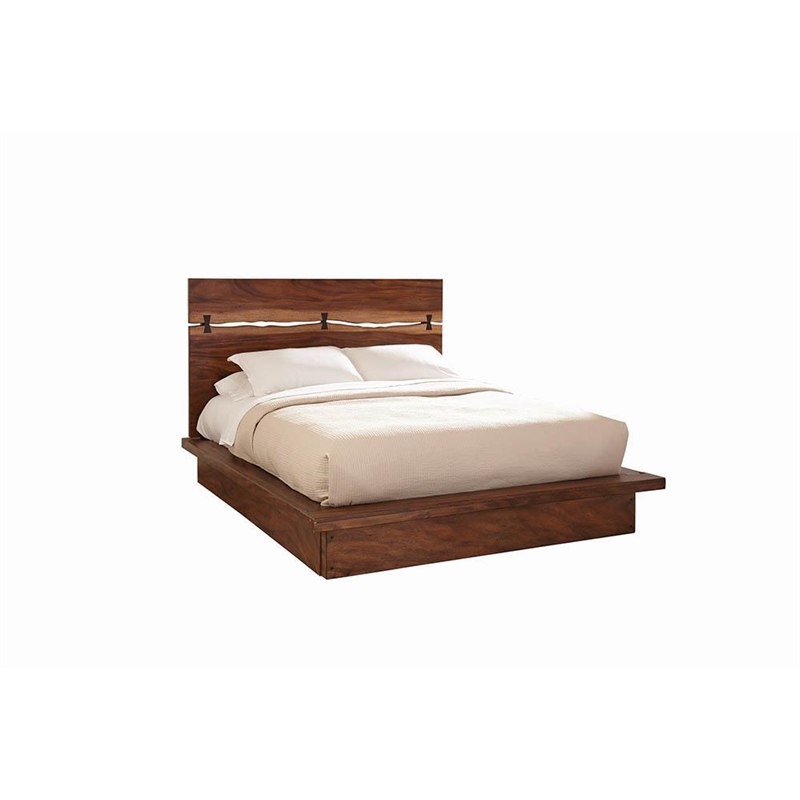 Maklaine 4-piece Wood Eastern King Bedroom Set in Smokey Walnut
