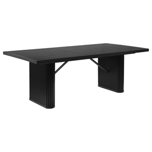 Maklaine Wood Rectangular Double Pedestal Dining Table in Black