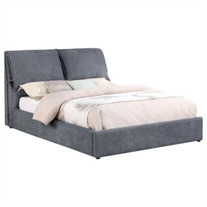 Maklaine Fabric Upholstered Pillow Headboard Eastern King Bed in Gray
