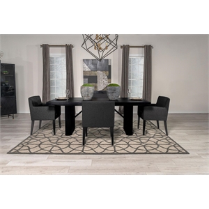 Maklaine 5-piece Wood Double Pedestal Dining Table Set Gray and Black