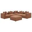 Maklaine Contemporary Fabric Upholstered Square Ottoman in Terracotta