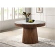 Maklaine Marble White Round Dining Table Natural Solid Base 46