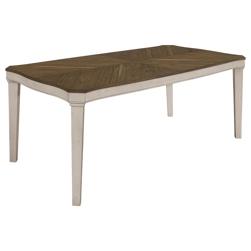 Maklaine Farmhouse Wood Starburst Dining Table Nutmeg and Rustic Cream