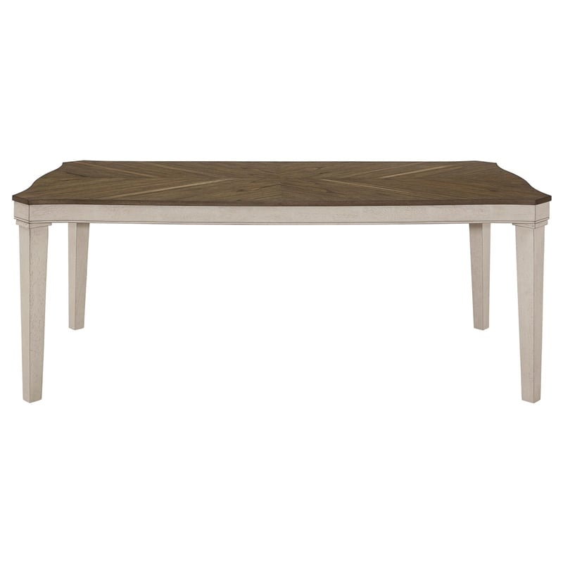 Maklaine Farmhouse Wood Starburst Dining Table Nutmeg and Rustic Cream