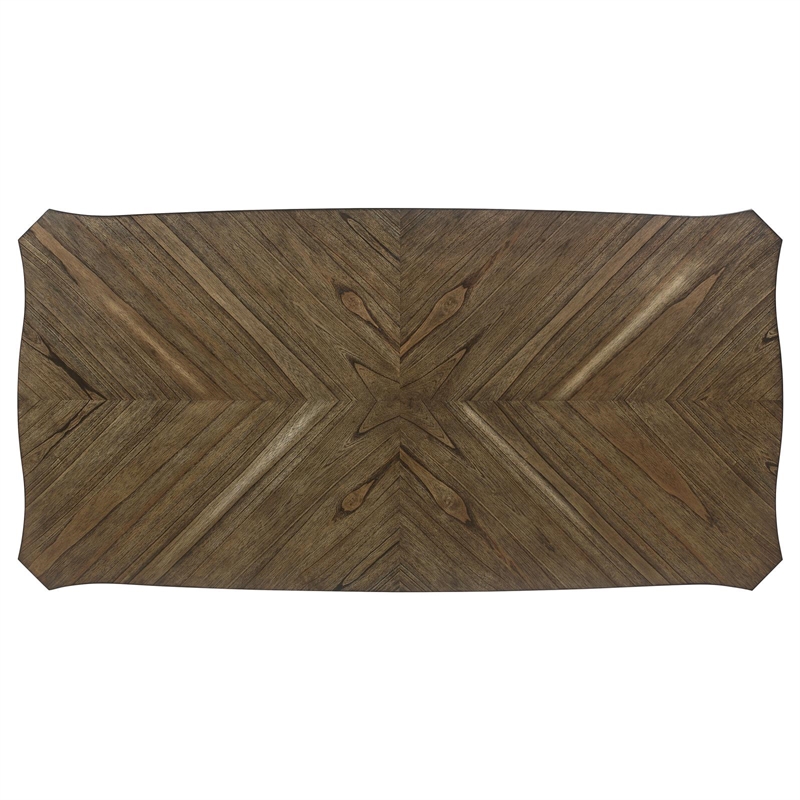 Maklaine Farmhouse Wood Starburst Dining Table Nutmeg and Rustic Cream