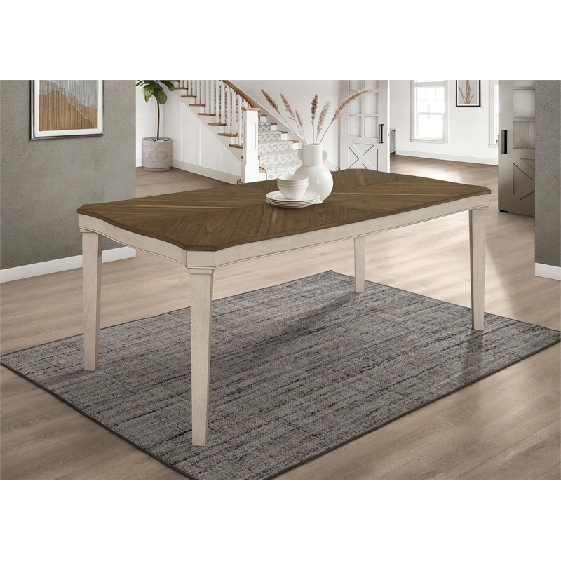 Maklaine Farmhouse Wood Starburst Dining Table Nutmeg and Rustic Cream