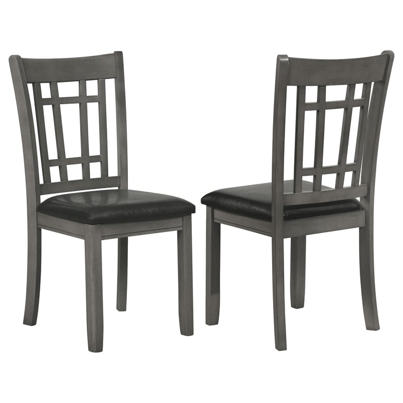 Maklaine 5-piece Transitional Wood Dining Set in Medium Gray and Black