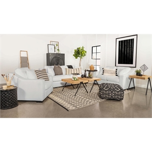 Maklaine 3-piece Fabric Upholstered Sloped Arms Living Room Set in White