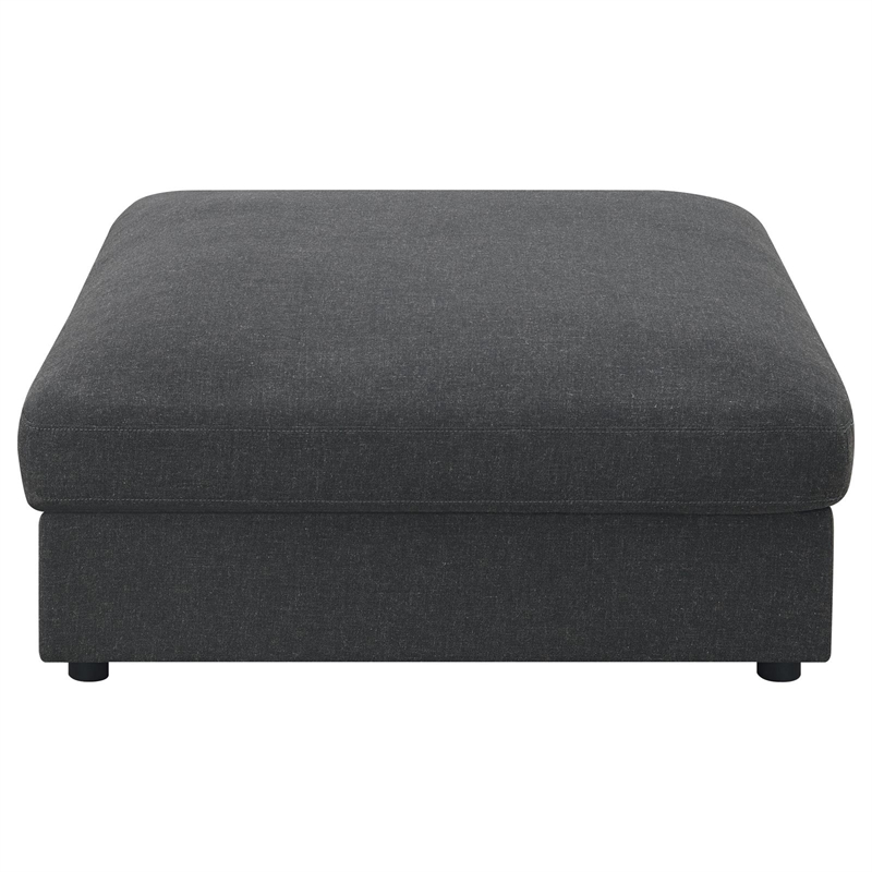 Maklaine Contemporary Fabric Upholstered Rectangular Ottoman in Charcoal