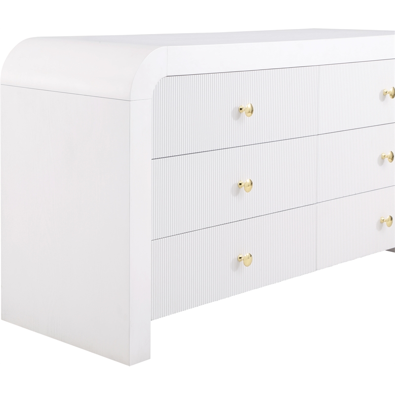 Maklaine Contemporary Wood 31.5''H x 62''W x 19''D White Dresser
