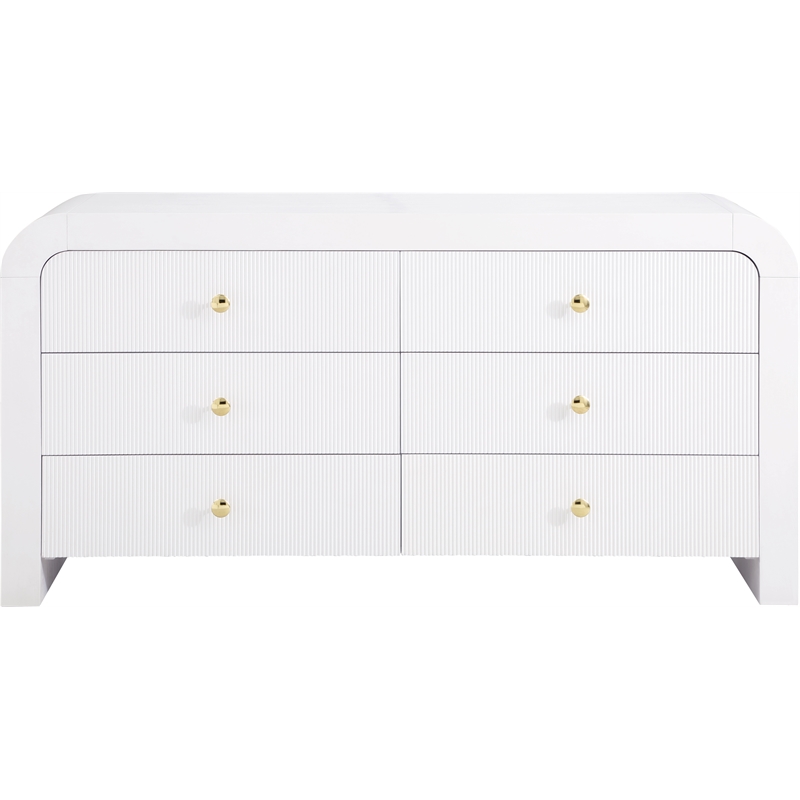 Maklaine Contemporary Wood 31.5''H x 62''W x 19''D White Dresser