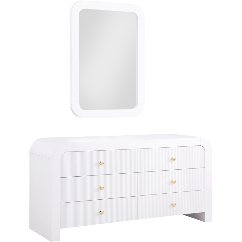 Maklaine Contemporary Wood 31.5''H x 62''W x 19''D White Dresser