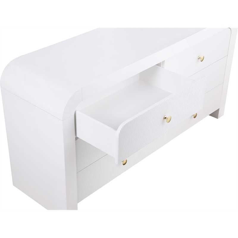 Maklaine Contemporary Wood 31.5''H x 62''W x 19''D White Dresser