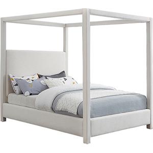 Maklaine Mid-Century Fabric 78''H x 83''W x 87''D Cream King Bed
