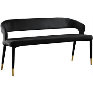Maklaine 18.9&quot Contemporary Velvet Bench with Rounded Back in Soft Black
