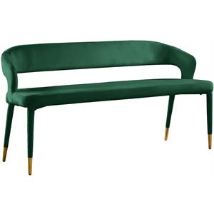 Maklaine 18.9&quot Contemporary Velvet Bench with Rounded Back in Soft Green