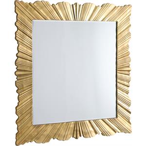 Maklaine Contemporary Wood 42''H x 42''W x 1.5''D Gold Leaf Mirror