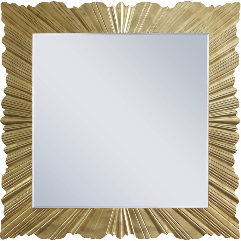 Maklaine Contemporary Wood 42''H x 42''W x 1.5''D Gold Leaf Mirror