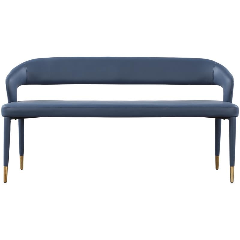 Maklaine Faux Leather Navy Bench Rectangular Contemporary 58.5