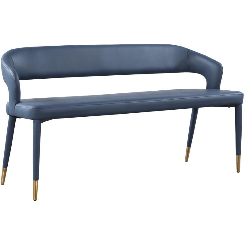 Maklaine Faux Leather Navy Bench Rectangular Contemporary 58.5