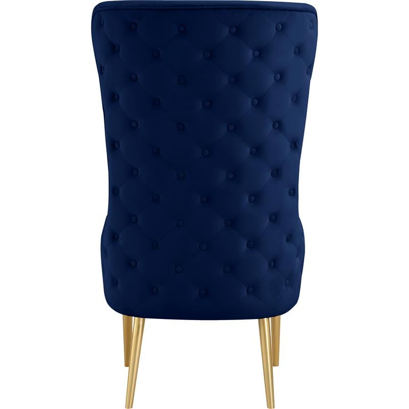 Maklaine Contemporary 51''H x 27''W x 33''D Navy Velvet Accent Chair