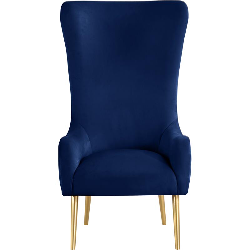 Maklaine Contemporary 51''H x 27''W x 33''D Navy Velvet Accent Chair
