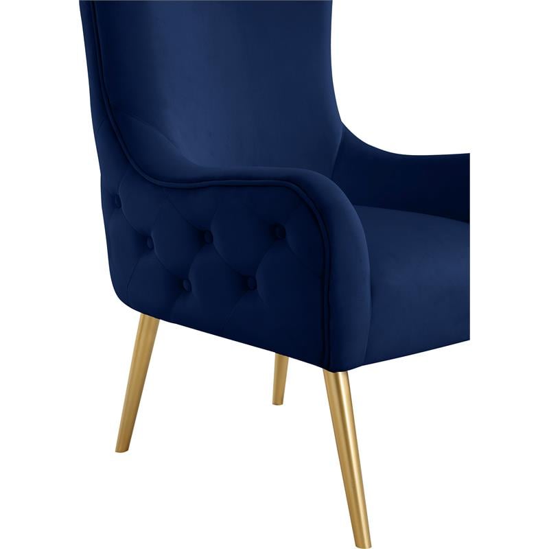 Maklaine Contemporary 51''H x 27''W x 33''D Navy Velvet Accent Chair