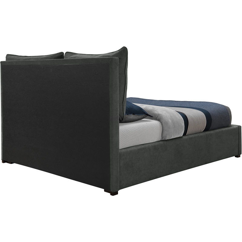 Maklaine Modern 46''H x 46''W x 86.5''D Pepper Black Fabric King Bed