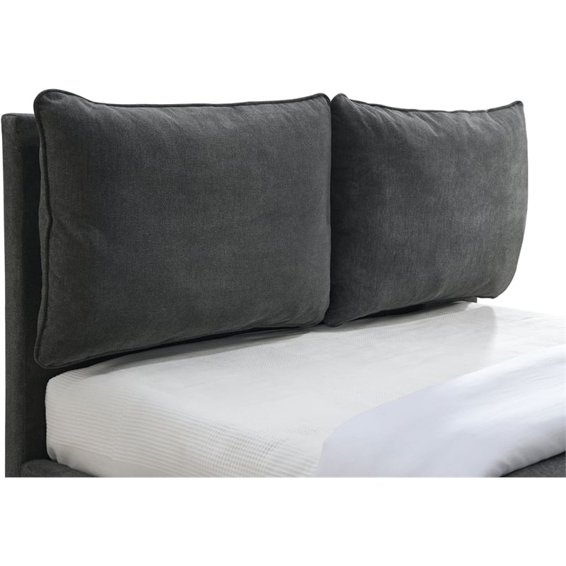Maklaine Modern 46''H x 46''W x 86.5''D Pepper Black Fabric King Bed