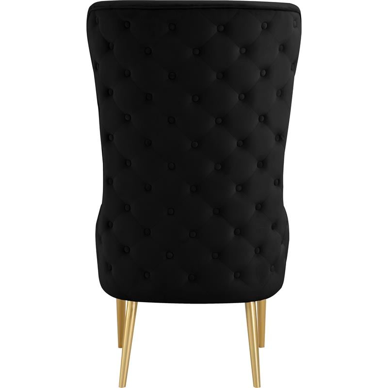 Maklaine Contemporary 51''H x 27''W x 33''D Black Velvet Accent Chair