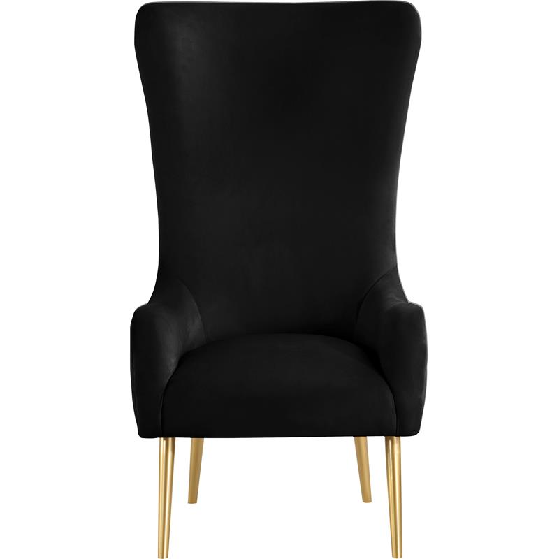 Maklaine Contemporary 51''H x 27''W x 33''D Black Velvet Accent Chair