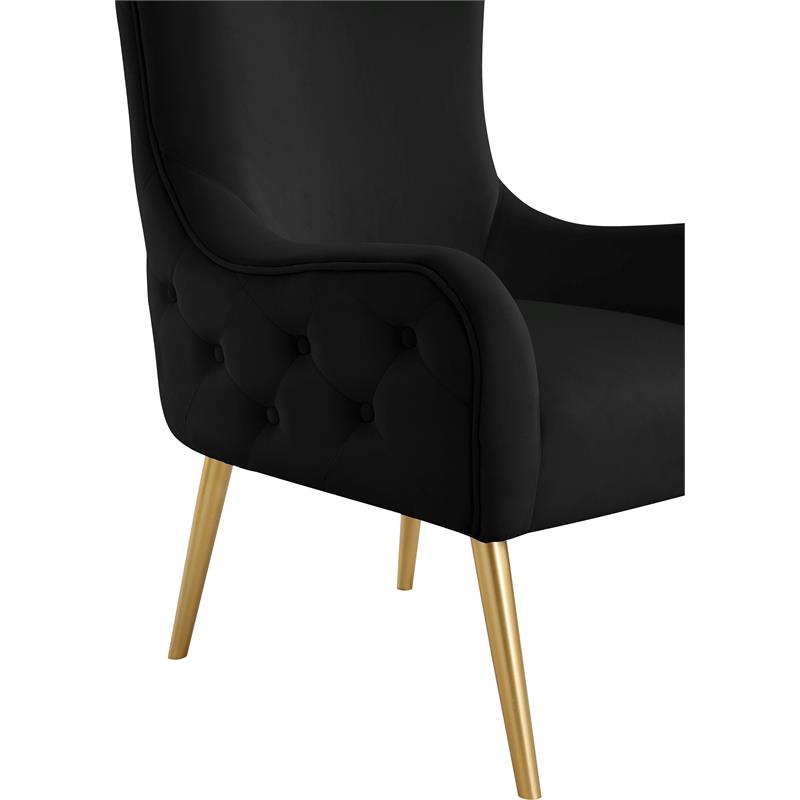 Maklaine Contemporary 51''H x 27''W x 33''D Black Velvet Accent Chair