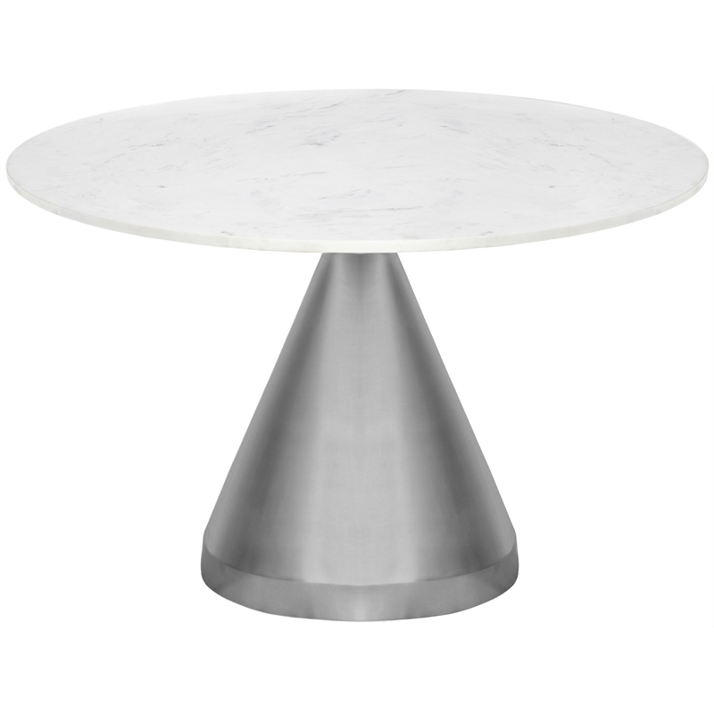 Maklaine Contemporary 30''H x 48''W x 48''D White Marble Dining Table