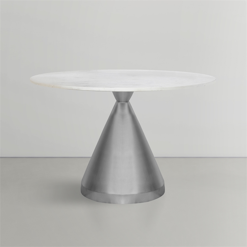 Maklaine Contemporary 30''H x 48''W x 48''D White Marble Dining Table