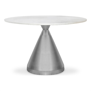 Maklaine Contemporary 30''H x 48''W x 48''D White Marble Dining Table