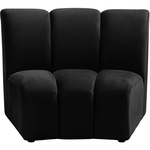 Maklaine Contemporary Velvet Modular Chair with Deep Channel Tufting in Black