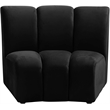 Maklaine Contemporary Velvet Modular Chair with Deep Channel Tufting in Black