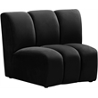 Maklaine Contemporary Velvet Modular Chair with Deep Channel Tufting in Black