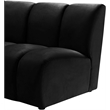 Maklaine Contemporary Velvet Modular Chair with Deep Channel Tufting in Black
