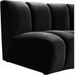 Maklaine Contemporary Velvet Modular Chair with Deep Channel Tufting in Black