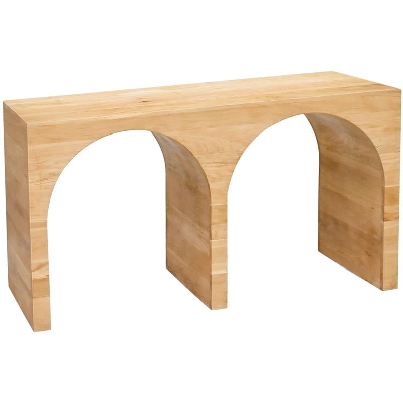 Maklaine Mid-Century Solid White Oak Wood Console Table in Natural Oak