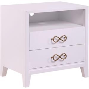 maklaine 2 drawers contemporary wood night stand in light pink/brushed gold