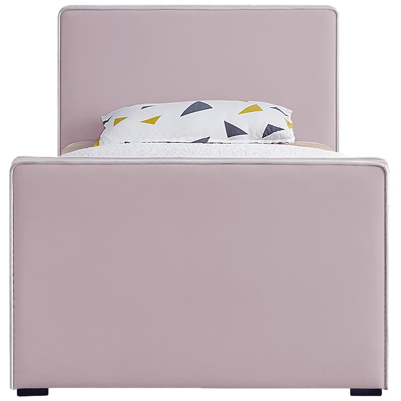 Maklaine Contemporary Fabric 39''H x 42''W x 82.5''D Pink Velvet Twin Bed