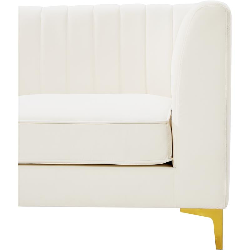 Maklaine Contemporary 31''H x 33.5''W x 33.5''D Cream Velvet Corner Chair