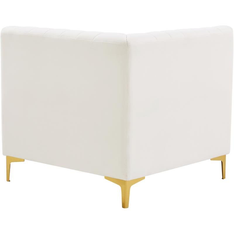 Maklaine Contemporary 31''H x 33.5''W x 33.5''D Cream Velvet Corner Chair